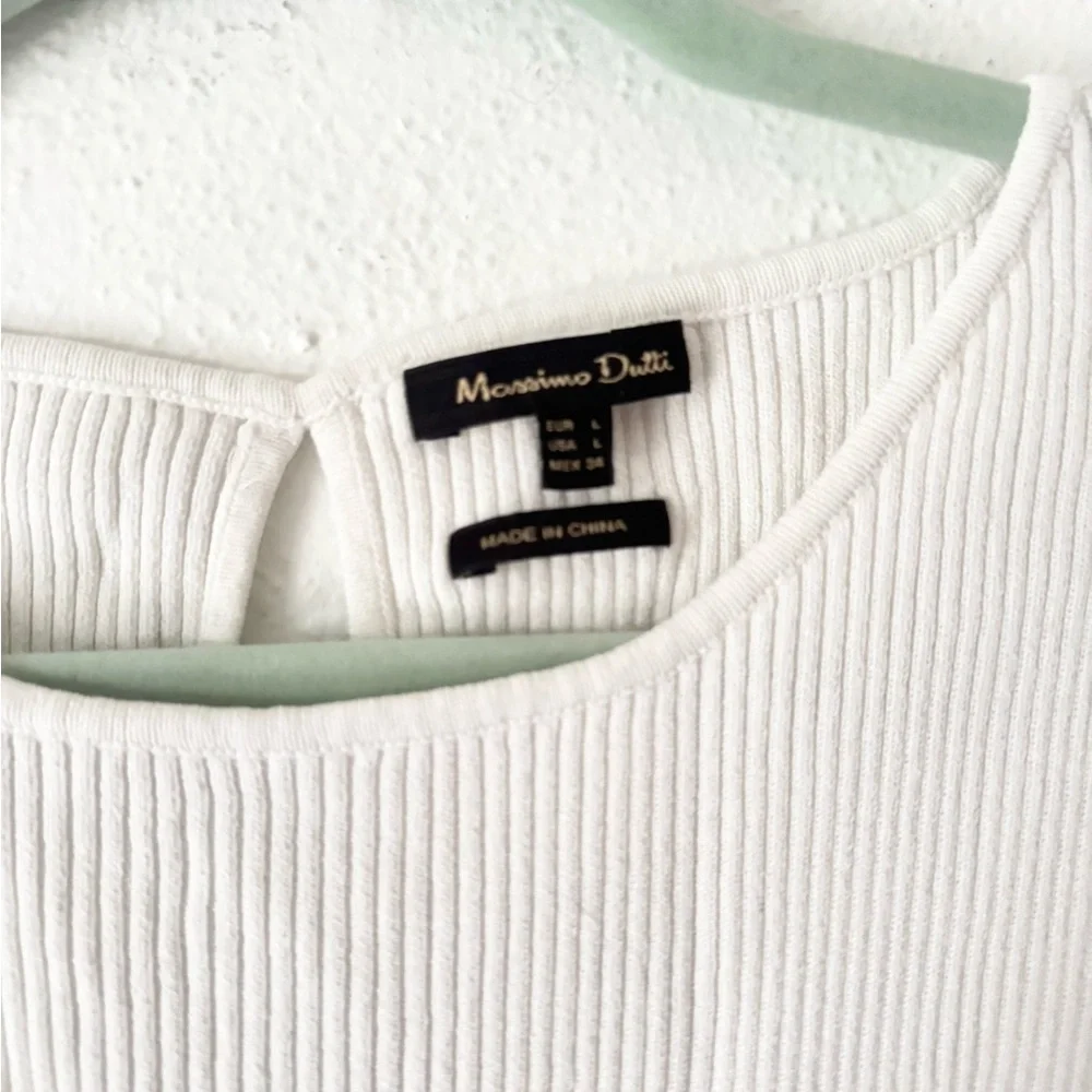 Mossimo  Dutti Ribbed Knit White Sleeveless Dress with Key Hole Back Size Large - Picture 4 of 9
